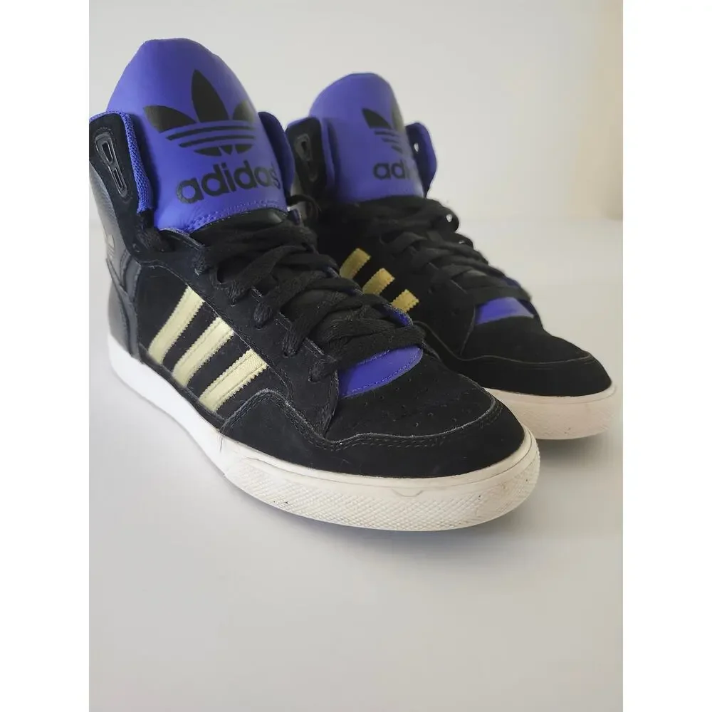 Adidas AR 2.0 Men's Black Gold Purple Sz 9 High Top Sneaker Retro Strap
